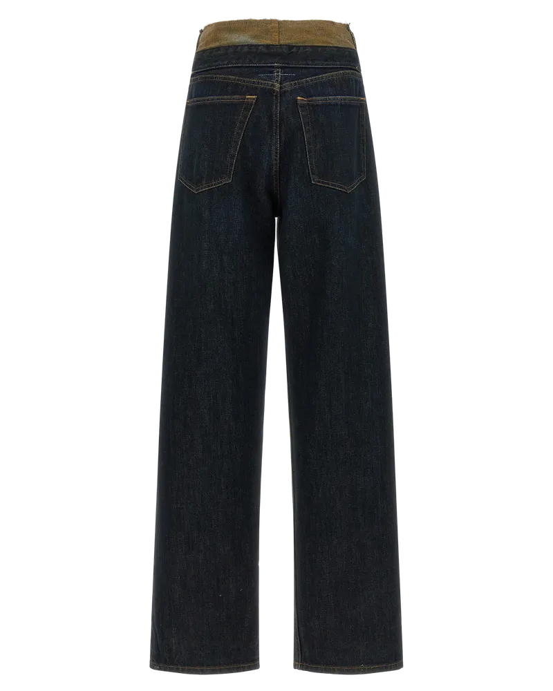 Maison Margiela Deconstructed High-Waisted Cotton Jeans — Blue Blue