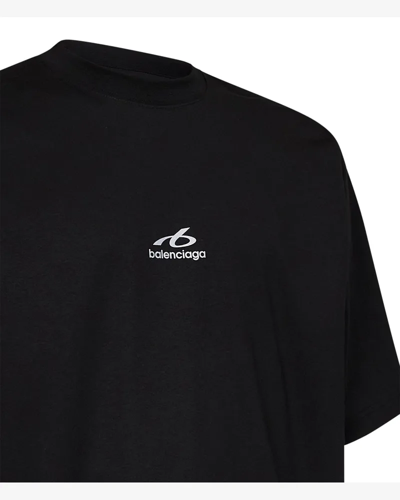 Balenciaga Men's T-Shirt Medium-Fit Black Cotton T-Shirts And Polos Black