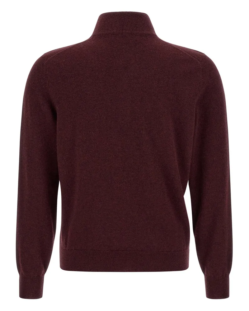 Brunello Cucinelli Half-Zip Cashmere Sweater — Burgundy Burgundy