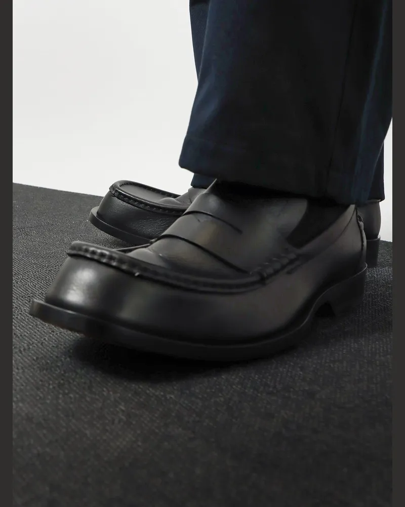 Loewe Men's Loafers Bobine Leather Black Black