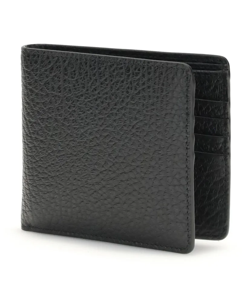 Maison Margiela Women's Wallet With Iconic Contrast Stitched Black Calf Leather Bos Taurus Black