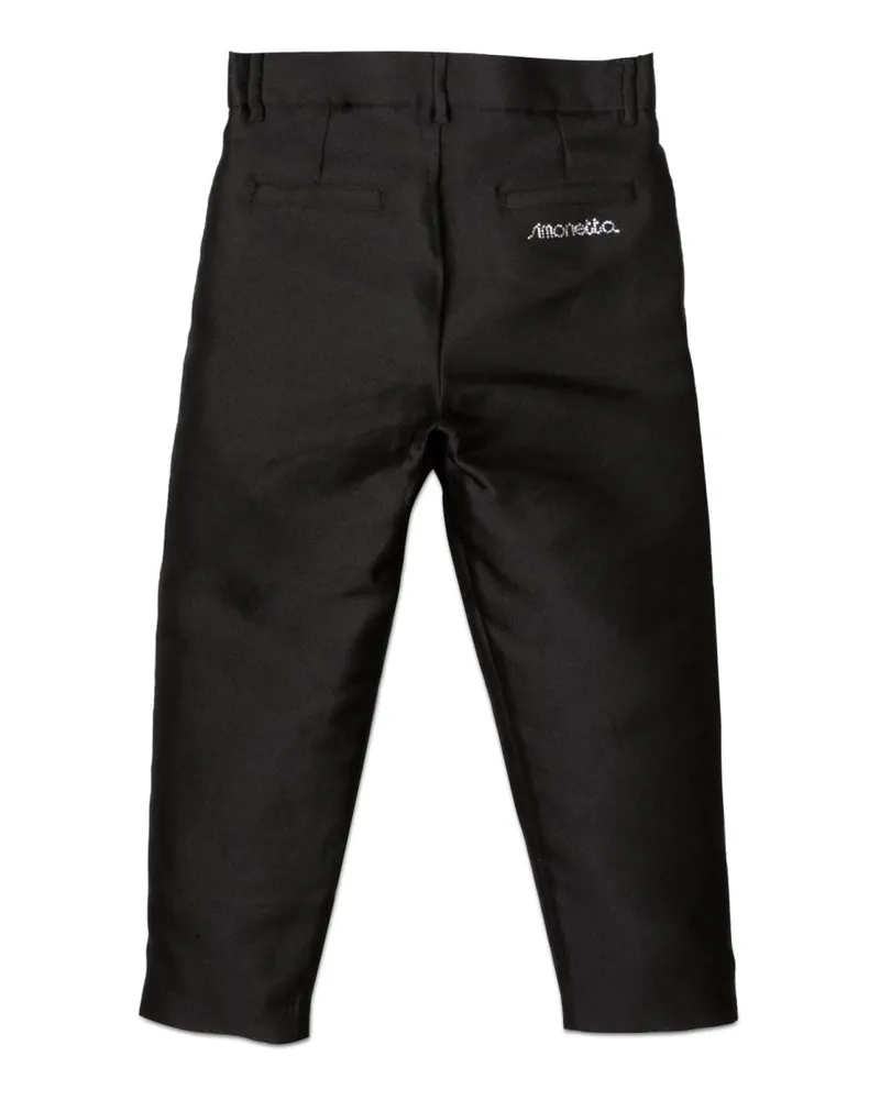 Simonetta Polyester-Silk Blend Trousers — Black Black