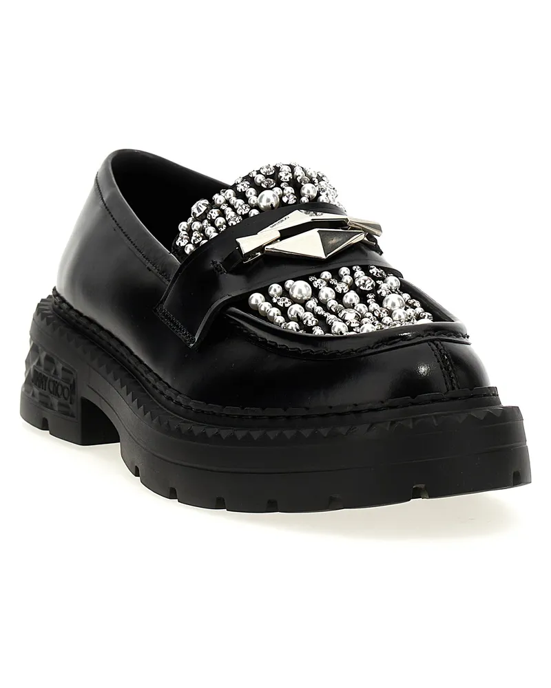 Jimmy Choo Women's Black Calfskin Slip-On Loafers Black