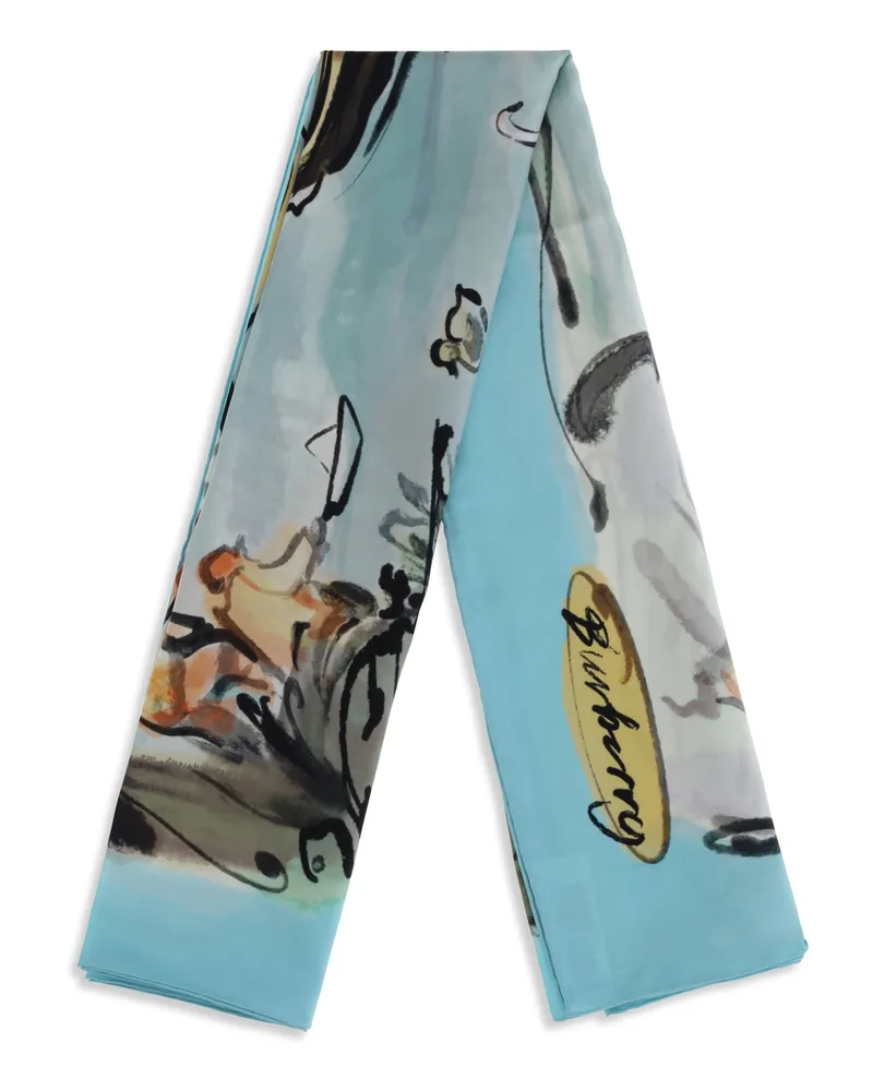 Burberry Women's Swan Lake Silk Scarf Skylight Blue Scarfs Blue