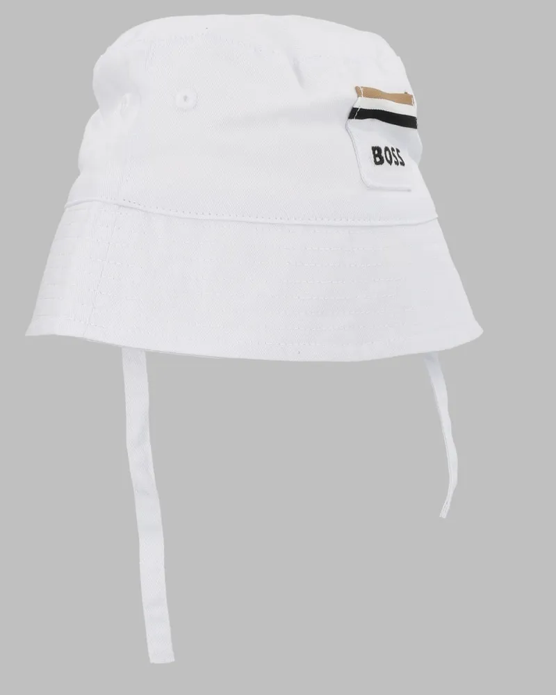 HUGO BOSS J53103K_10P Cotton With Ties Beanie — White White