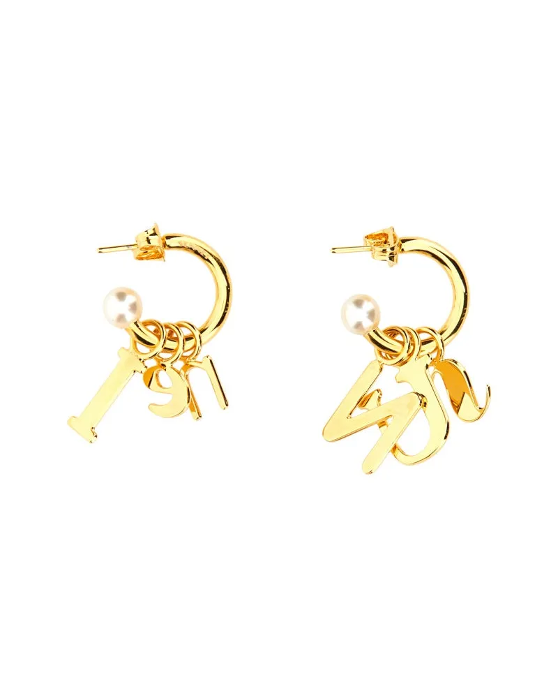 SUNNEI Lettering Logo Dangle Earrings — Gold Gold