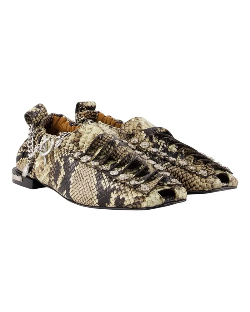 Toga Women's Aj1515 Loafers -  Leather Snake Print Printed Cowhide Shoes Flat-Shoes Multicolor