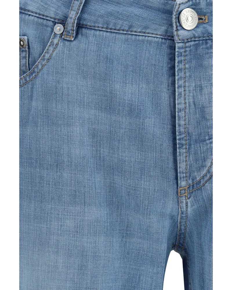 Brunello Cucinelli Men's Jeans Distressed Light Denim Old Cotton Blue