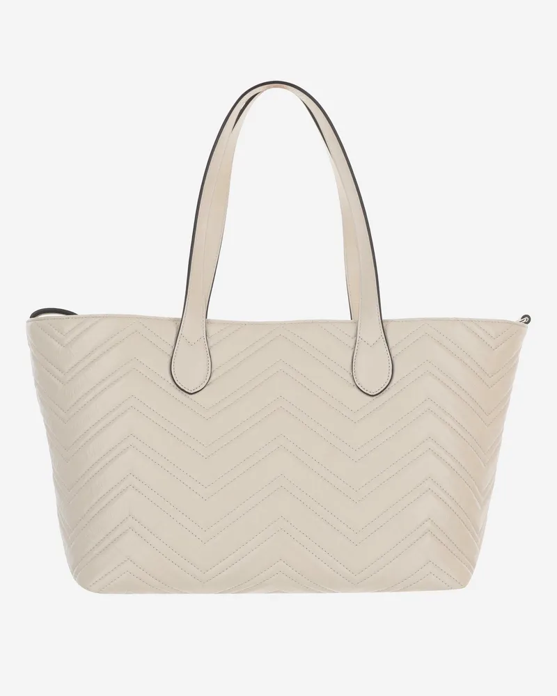 Gucci GG Marmont Leather Tote Bag — White White
