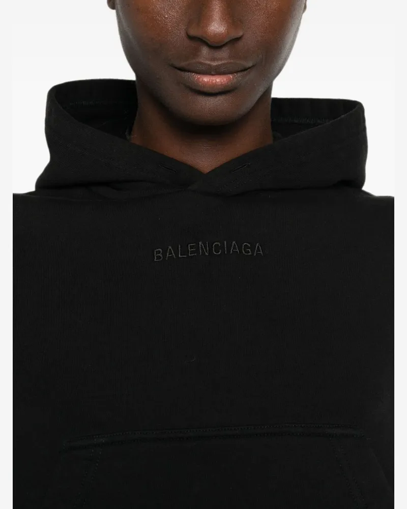 Balenciaga Oversized Hooded Sweatshirt — Black Black