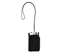 Passport-Print Calfskin Card Case — Black
