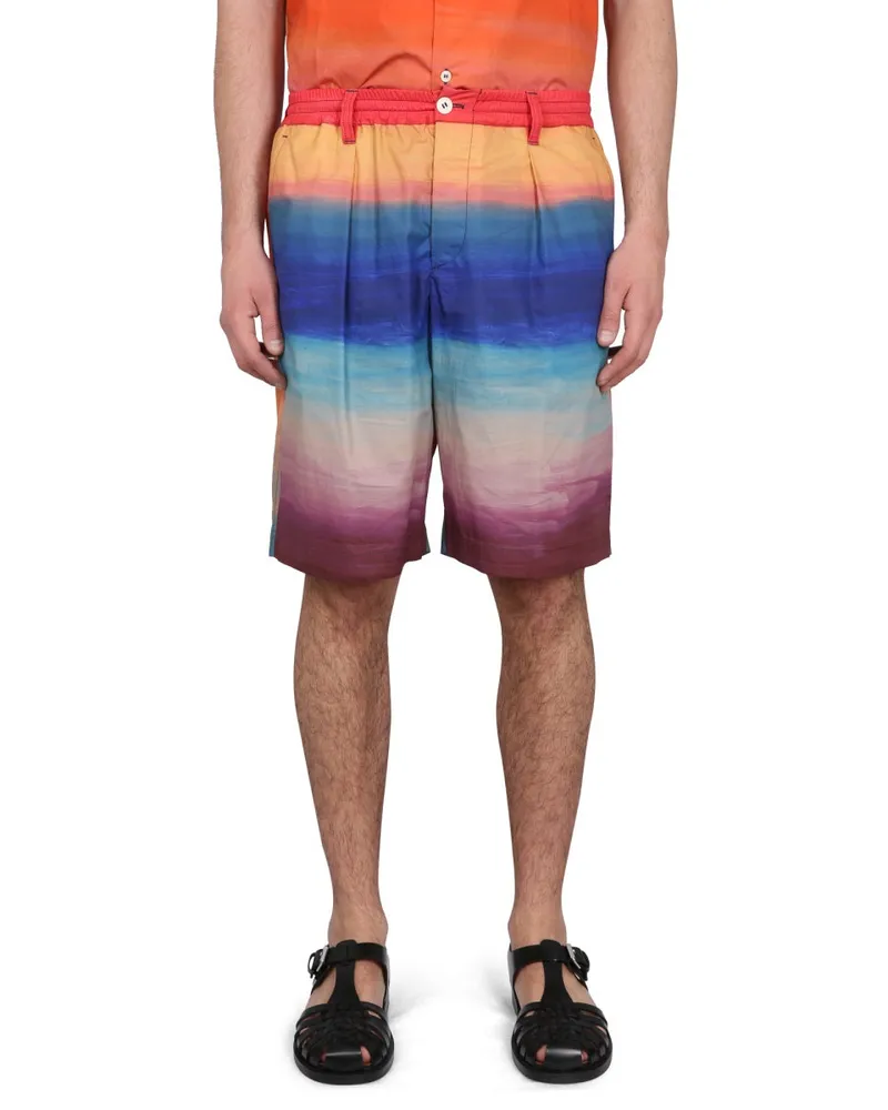Marni Cotton Bermuda Shorts — Multicolor Multicolor