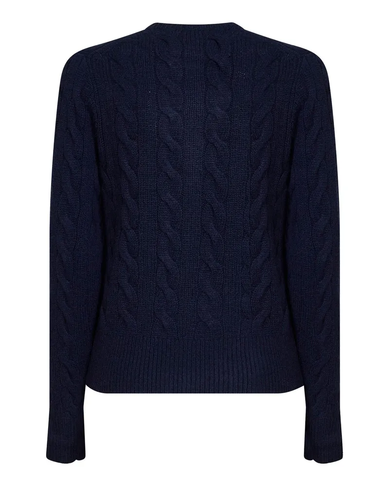Ralph Lauren Women's Cardigan Blue Cable Knit Wool And Cashmere Cardigans Sweater Navy