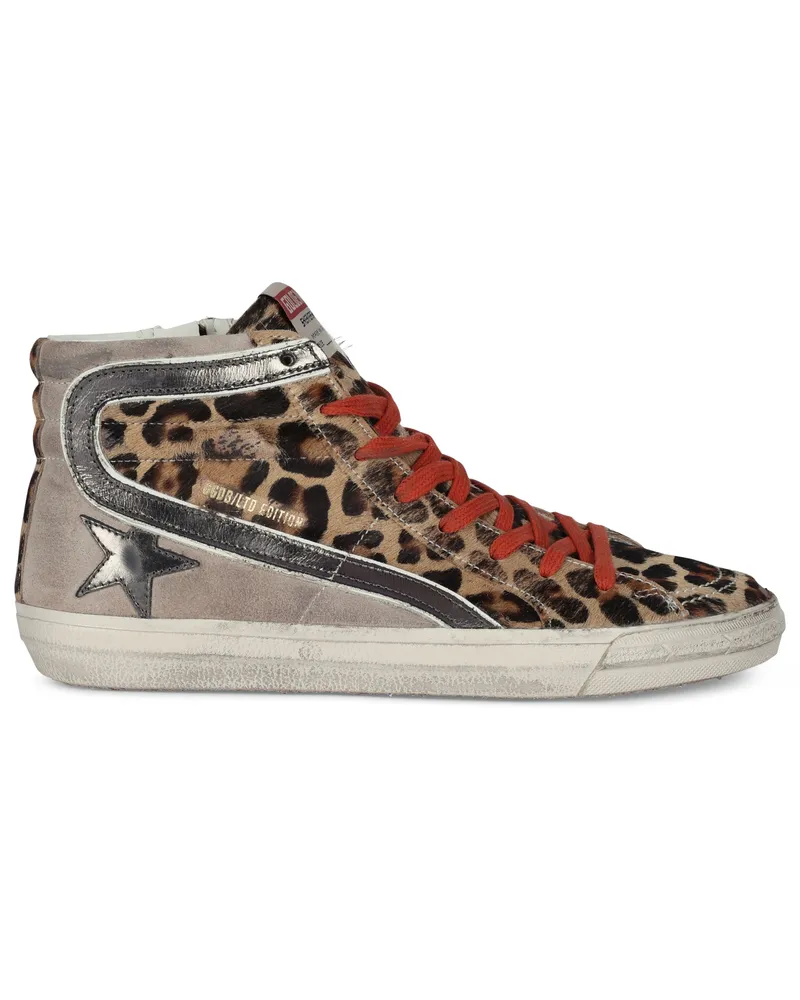 Golden Goose Women's Sneakers Slide Ltd Pony-Laminated Leather Beige Bovine Suede Trainers Beige