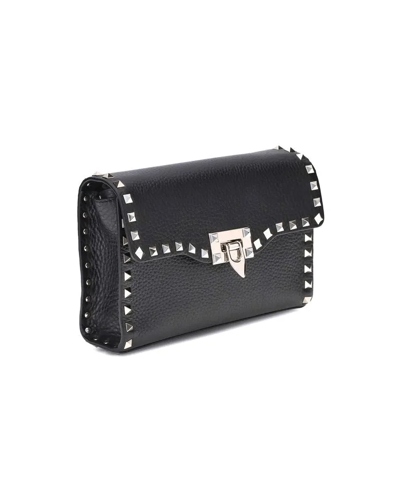 Valentino Garavani Women's Black Calf Leather Bos Taurus Shoulder Bag Black