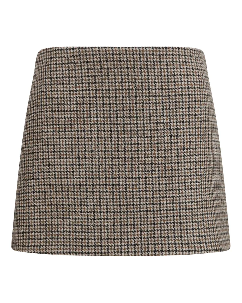P.A.R.O.S.H. Houndstooth Wool Mini Skirt — Beige Beige
