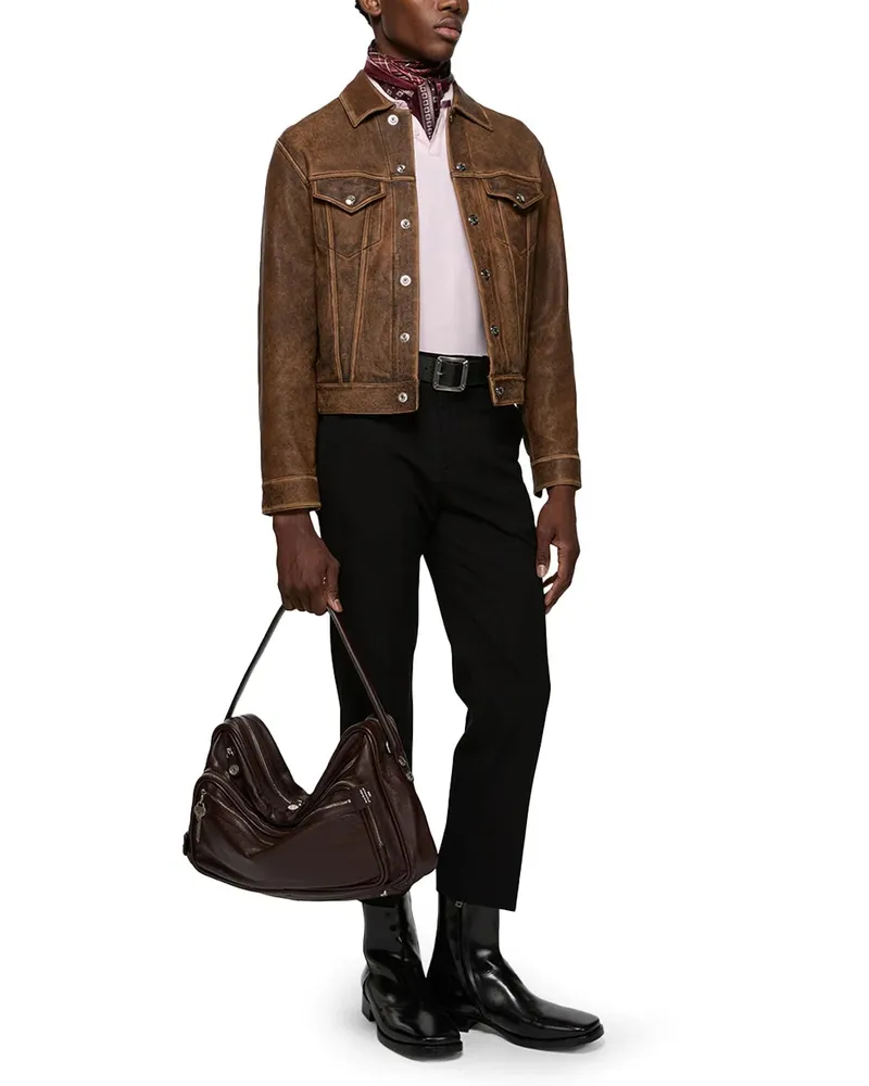 Acne Studios Camero Leather Shoulder Bag — Brown Brown