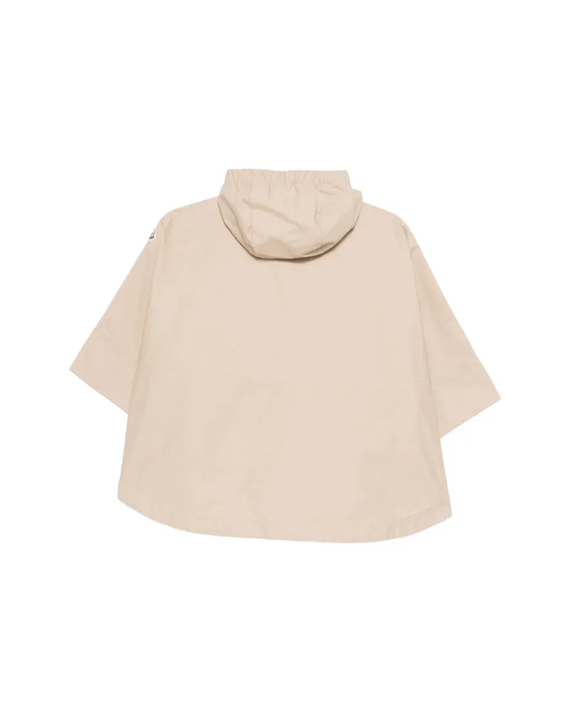 Moncler Hooded Cotton Rain Jacket Neutrals