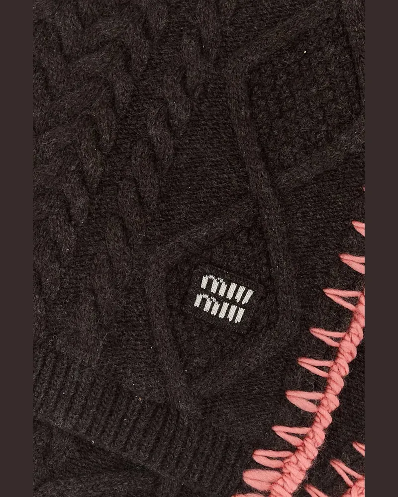 Miu Miu Women's Dark Brown Wool Blend Scarf Mororosa Sciarpe E Foulard Scarfs Black