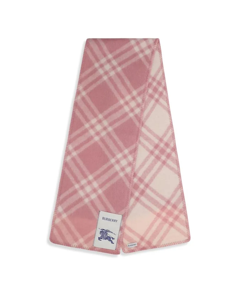 Burberry Check Merino Wool Scarf — Pink Pink