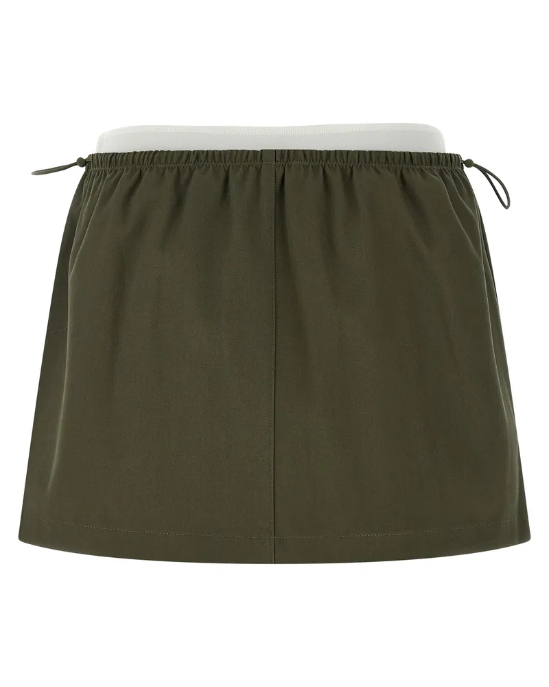 Alexander Wang Women's Bicolor Cotton Long Skirt Green