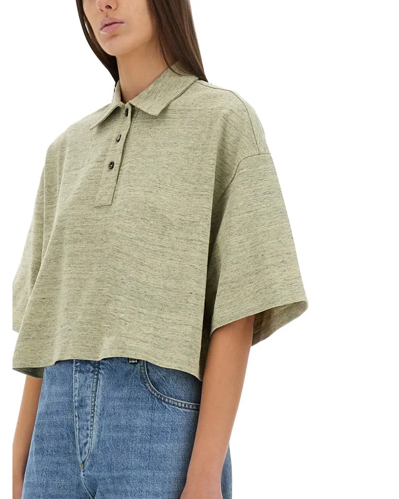 Bottega Veneta Piqué Cotton Polo Shirt — Beige Beige
