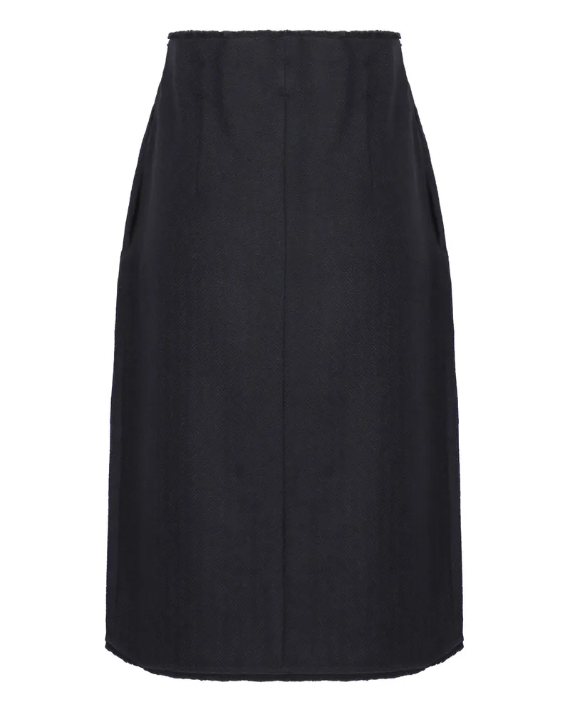 Prada Women's Midi Skirt Chevron Wool Blue Virgin Blue
