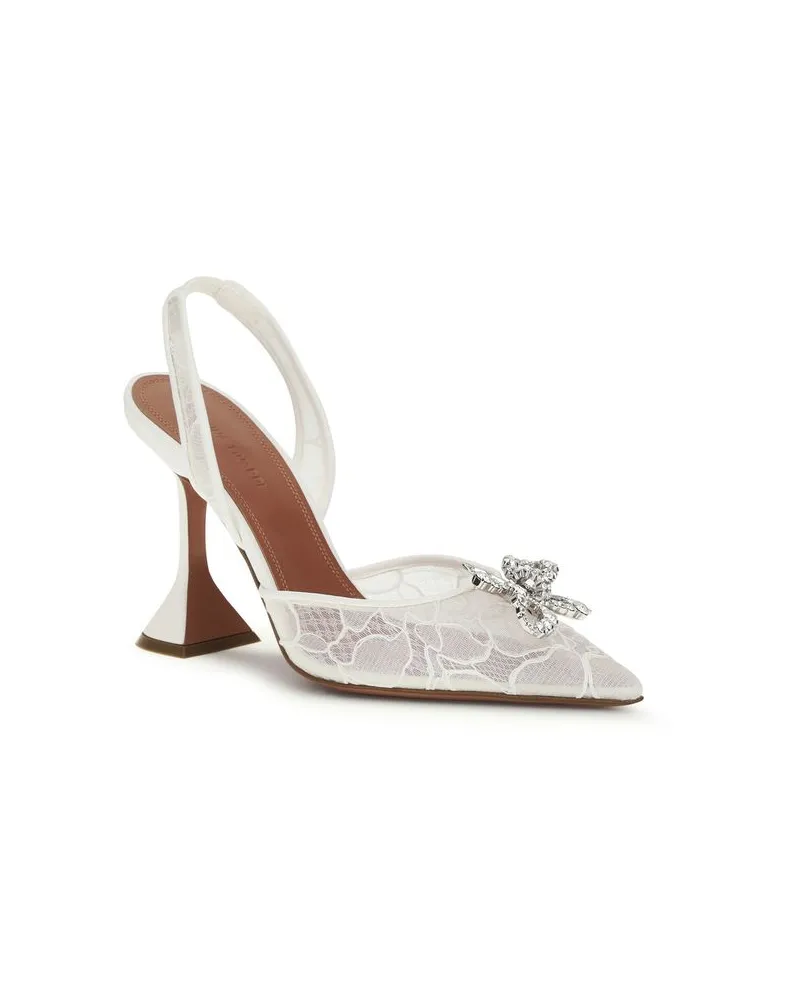 Amina Muaddi Women's Rosie Slingback Sandal White Cotton Viscose Nylon Heels White