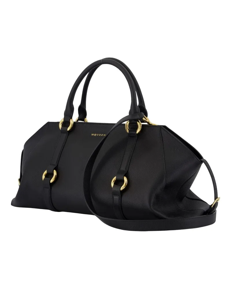 Alexander McQueen Women's Farringdon Medium Purse -  Leather Black Calfskin Bags Handbags-Purses Black