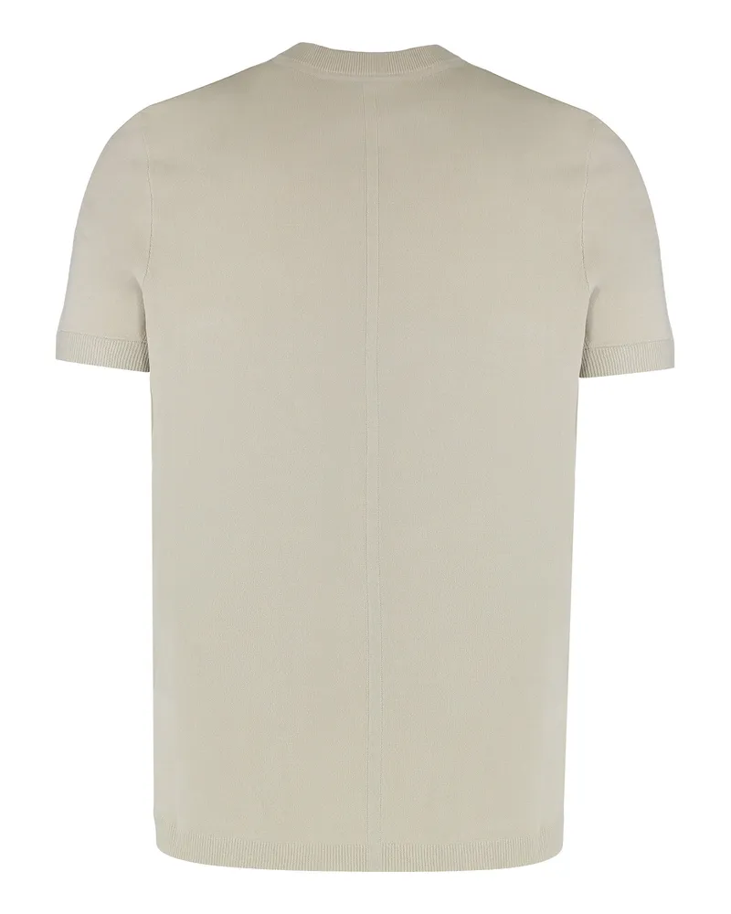 HUGO BOSS Logo-Detail Knit T-Shirt — Beige Beige