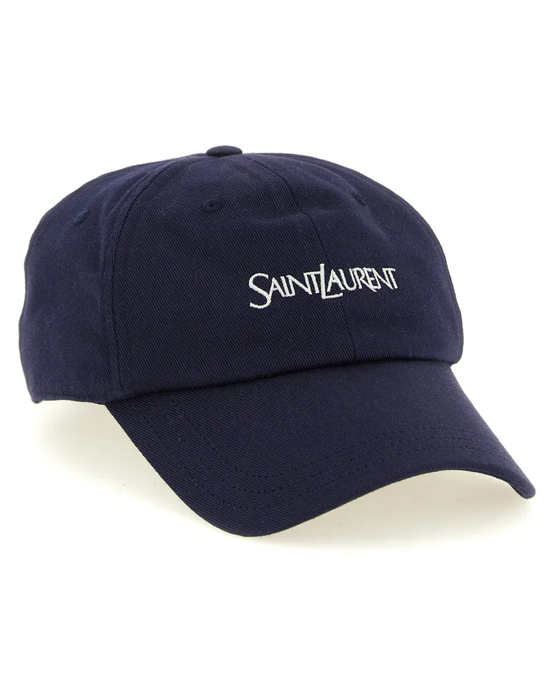 Saint Laurent Men Blue Cotton Cap (baseball Hat Navy