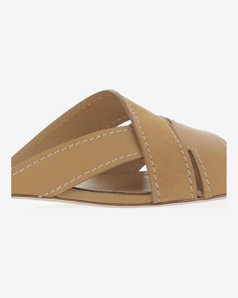 TOD'S Women's Leather Woven Sandals Beige Calfskin Beige