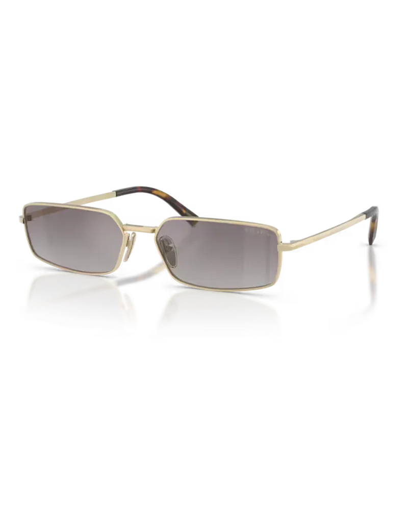 Prada SPRA60ZVN30C Rectangle-Frame Sunglasses — Pale Gold Pale
