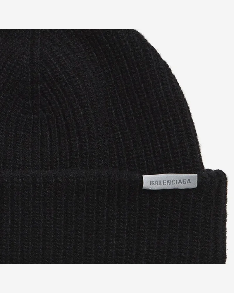 Balenciaga Men's Wool Beanie Black Hat Black