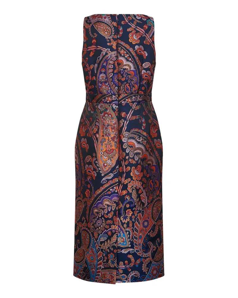 Etro Women's Blue Floral Paisley Jacquard Midi Dress Polyester Blue