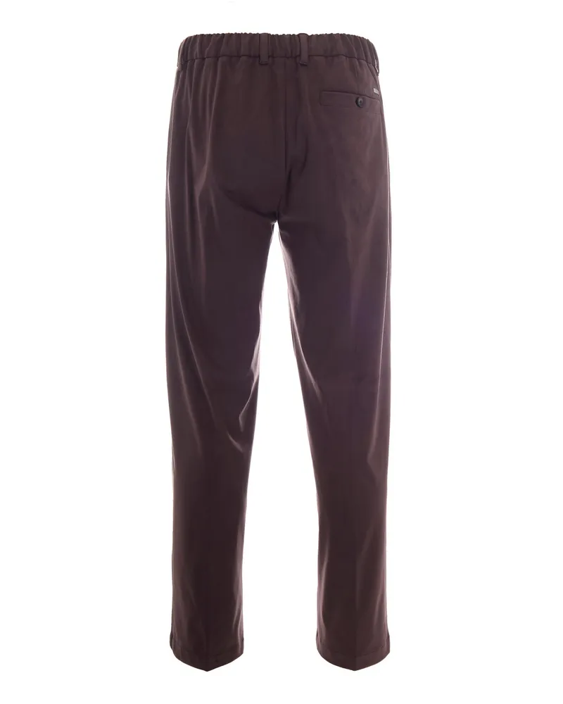 Herno Men's Pleated Trousers Dark Brown Main Fabric: Polyester Brown