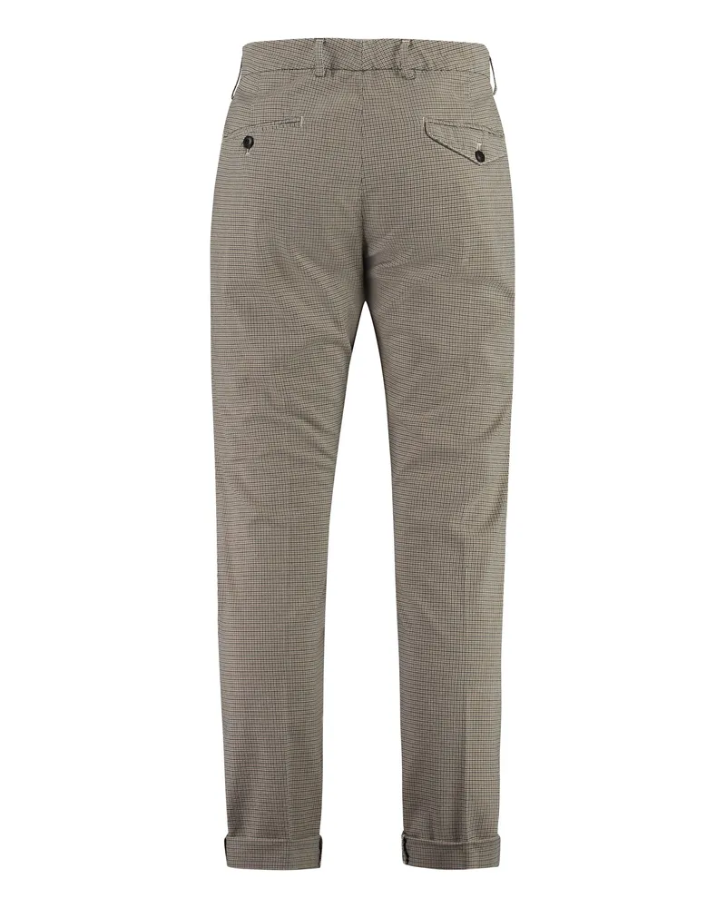 Dondup Men's Checked Trousers With Roll-Up Ankle Cuffs Beige Lyocell Chinos Beige