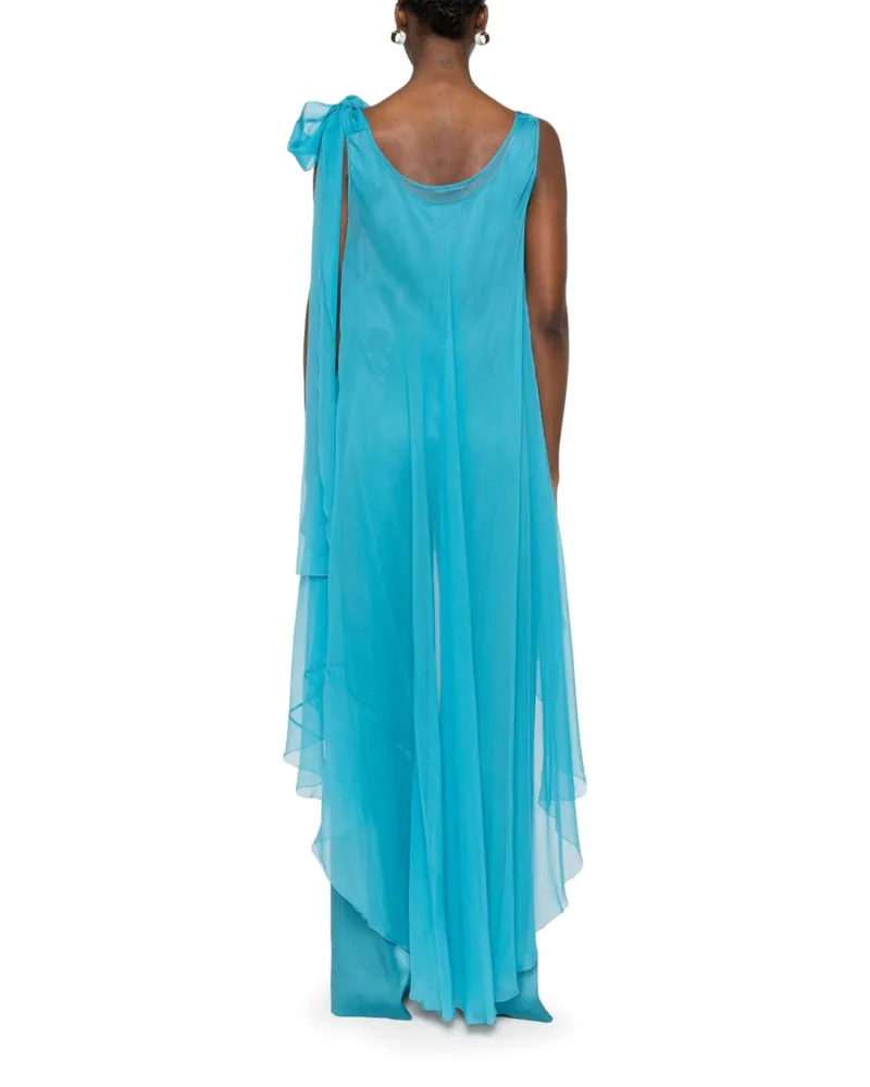 Alberta Ferretti Silk-Blend Acetate Jumpsuit — Blue Blue