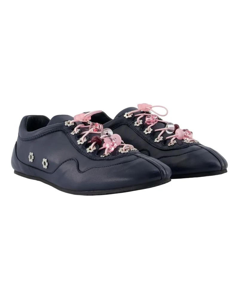 Cecilie Bahnsen Stud-Embellished Calfskin Sneakers — Blue Blue