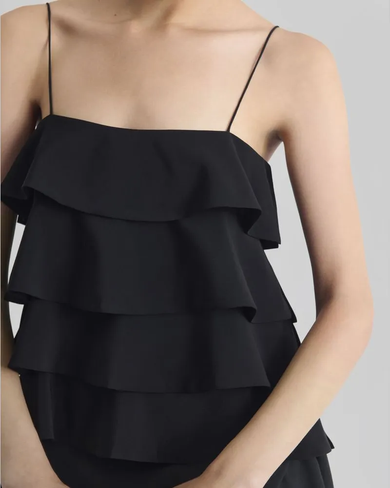 IRO Ruffled Tank Top — Black Black
