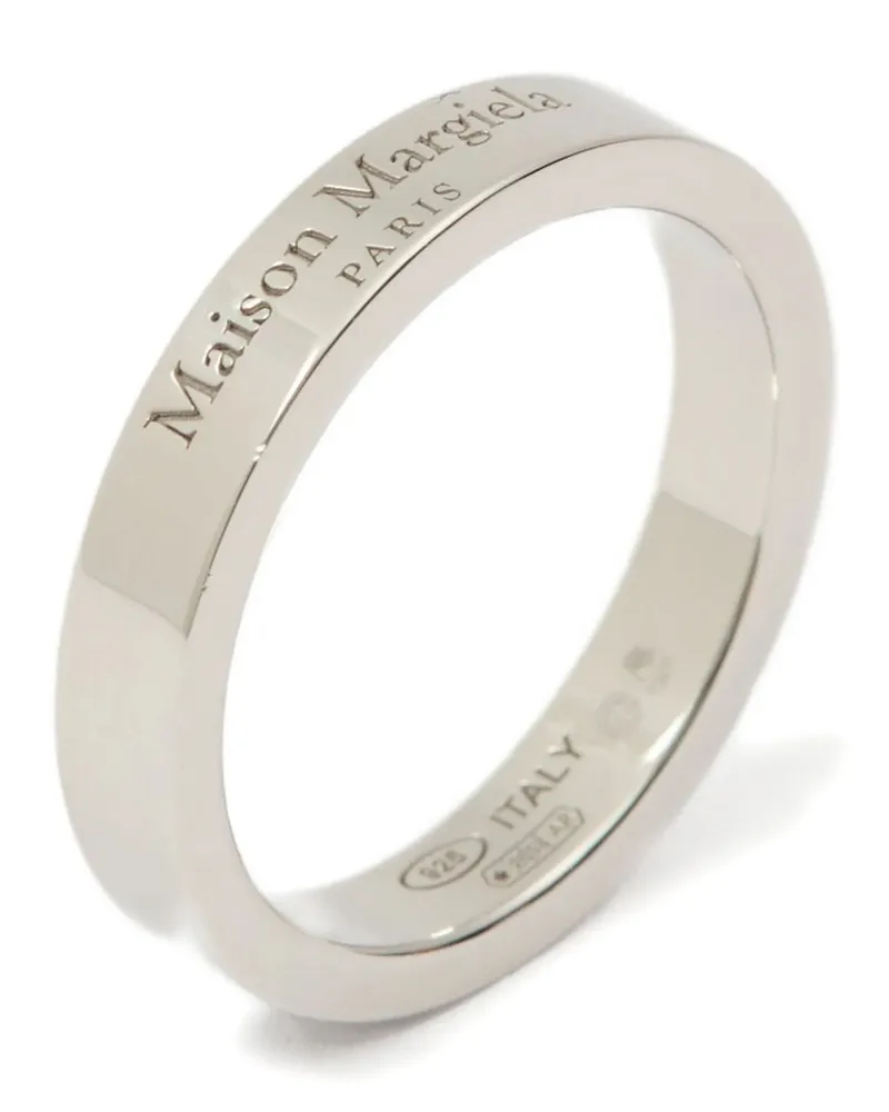 Maison Margiela Logo-Engraved Sterling Silver Ring — Silver Silver
