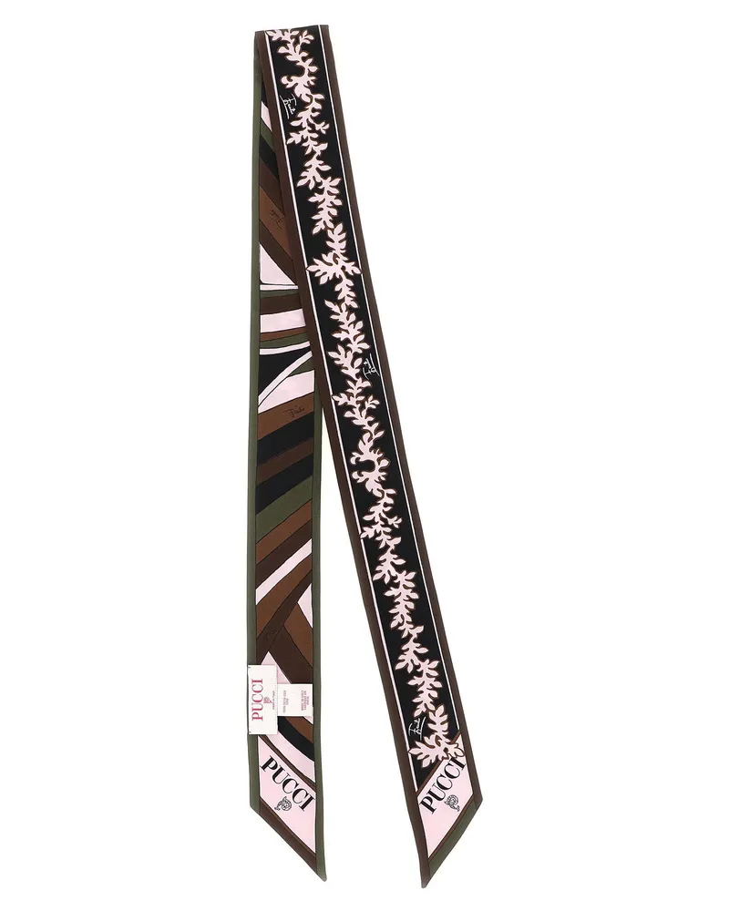 Emilio Pucci Mixed-Print Silk Twill Scarf — Black Black