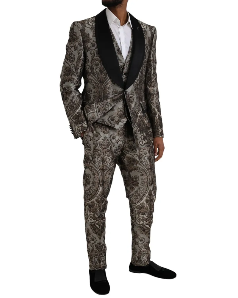 Dolce & Gabbana Floral Jacquard Pant Suit — Brown Brown