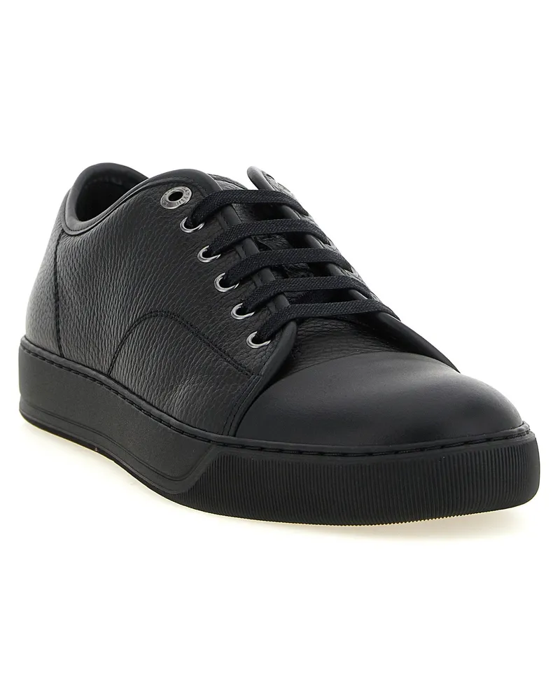 Lanvin Hammered Leather Low-Top Sneaker — Black Black