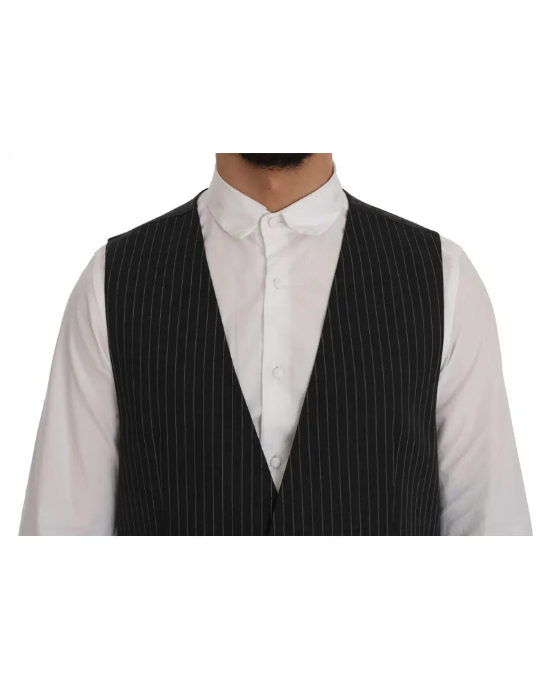 Dolce & Gabbana Pinstriped Wool Vest — Gray Gray