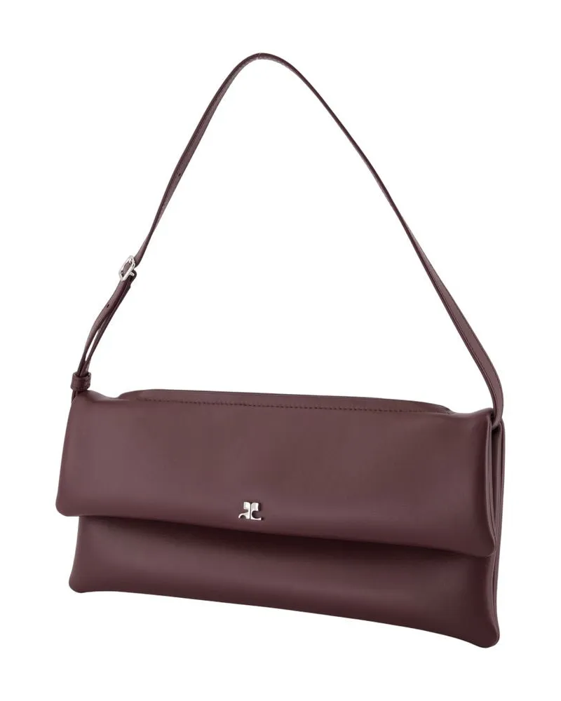Courrèges Women's Leather Fold-Over Clutch Burgundy Wallet Burgundy