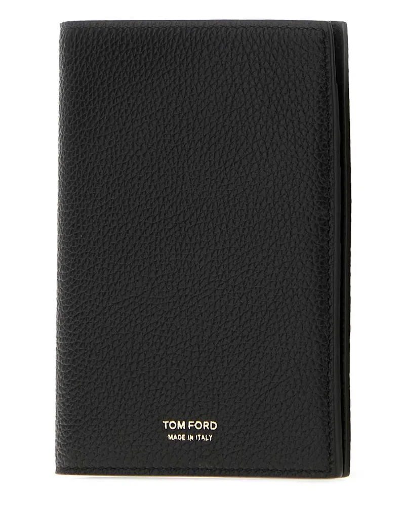 Tom Ford Men's Black Leather Passport Holder Exterior: Portafogli Wallet Black