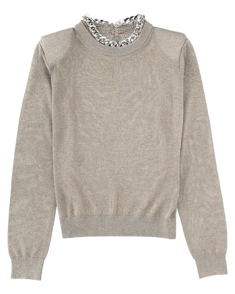 Circus Hotel Link Chain Viscose Sweater — Gray Gray