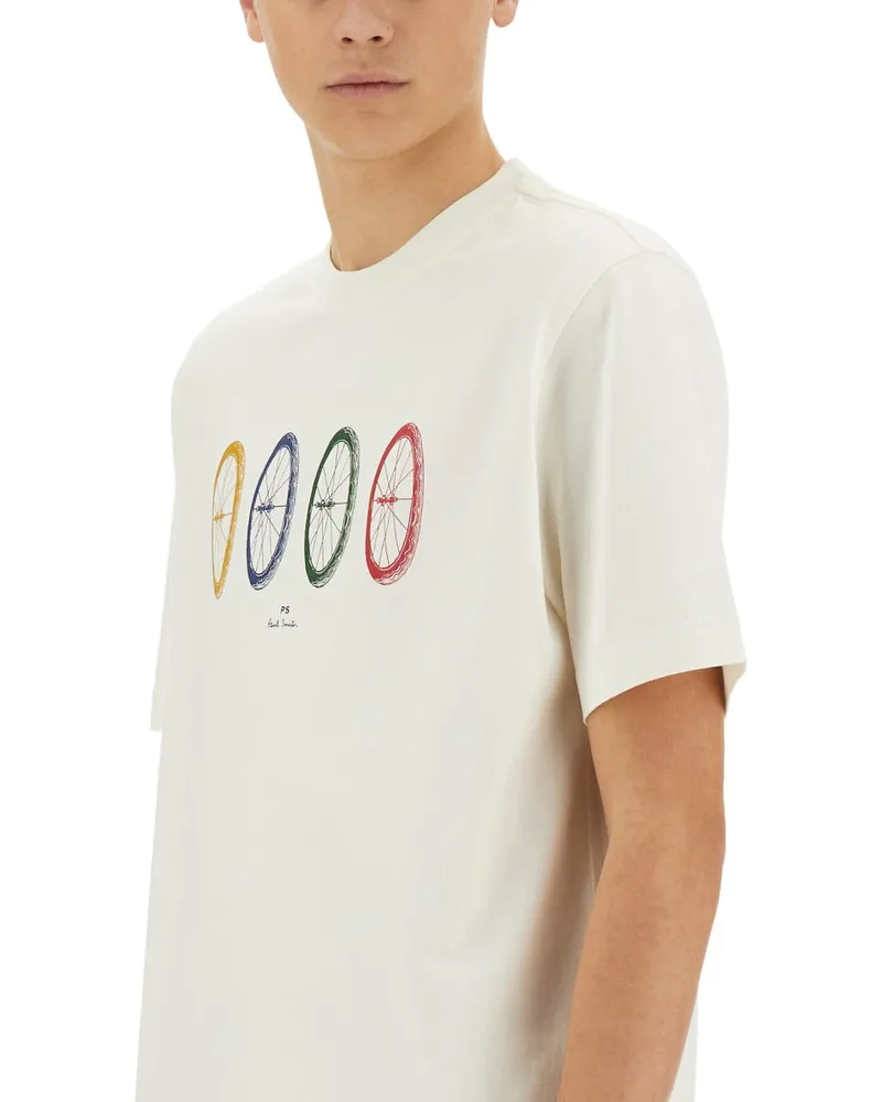 Paul Smith Bike Tyres Organic Cotton T-Shirt — White White