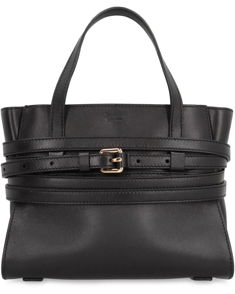 Moschino Women's Handbag Tie Me Small Leather Black Sheep Handbags Hand Bags Black